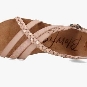 NEW Blowfish Malibu 8 Rose Gold Faux Leather Lotus Braided Rawhide Flat Sandals